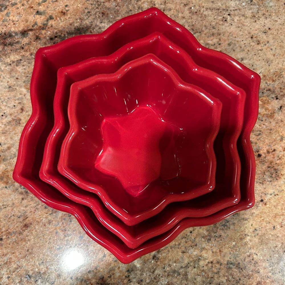 Chantal Red Talavera Collection 2007 Nesting Stoneware. 1C 2C & 3C baking dishes